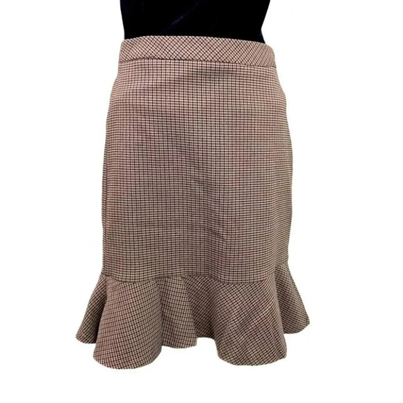 The Limited Dresses & Skirts - The Limited 4 tan + brown tweed ruffle hem‎ skirt
